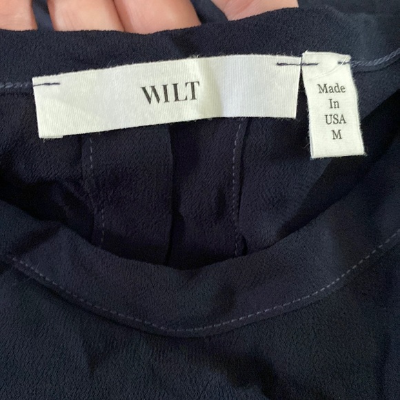 NWT WILT Ink Blue Sheer Neckline Flutter Sleeves Top💙💙💙 - Picture 4 of 13